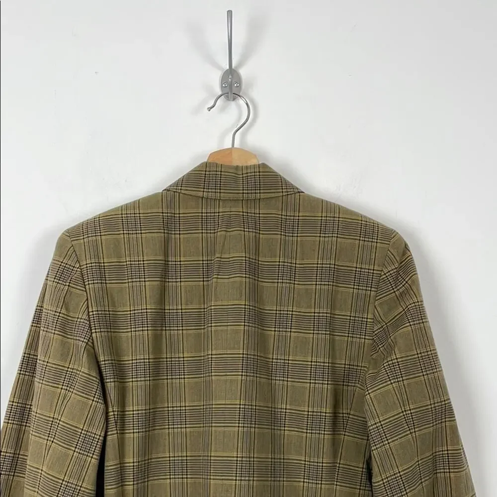 Banana Republic Safari And Travel Plaid Green Purple Career Womens 4 Blazer NWT